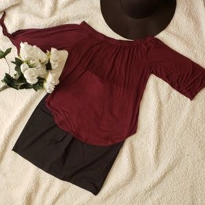 Rue 21 Off The Shoulder Blouse Plum Sz M Casual Going Out